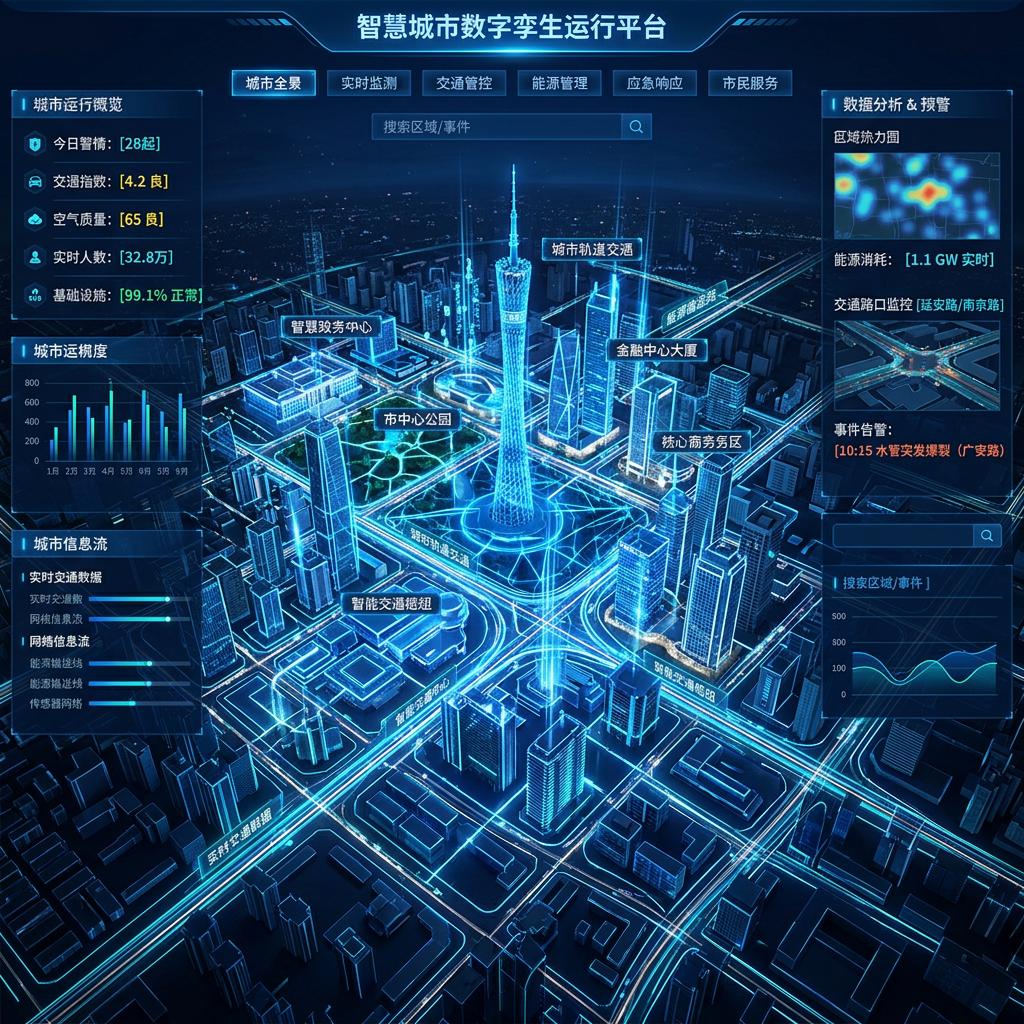2026年智慧城市数字孪生平台示意