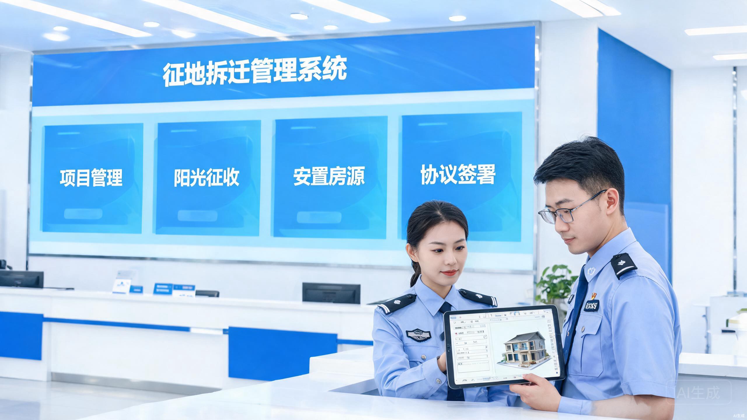朗慧科技征地拆迁管理系统数字化办公场景